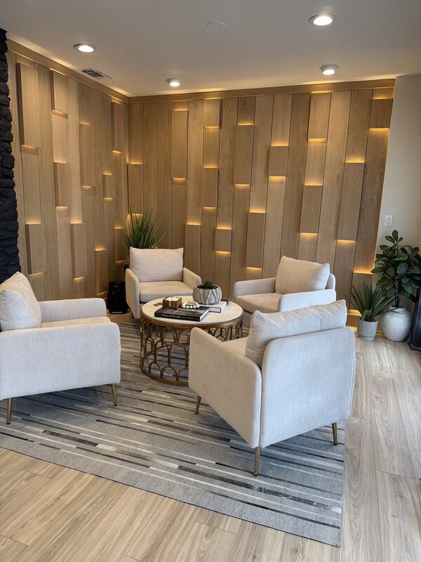 The lounge at The Root & Scalp Spa
